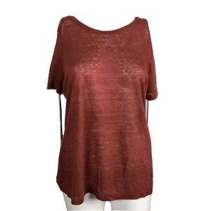 Acrobat Shirt‎ Womens Sz S Rust Orange Knit Linen Short Sleeve T-Shirt